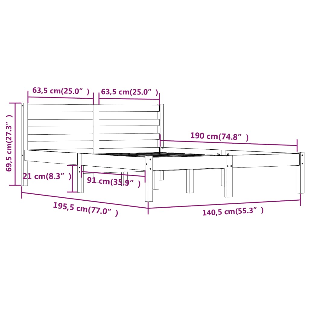 Cadre de lit sans matelas 135x190 cm blanc - XIOS