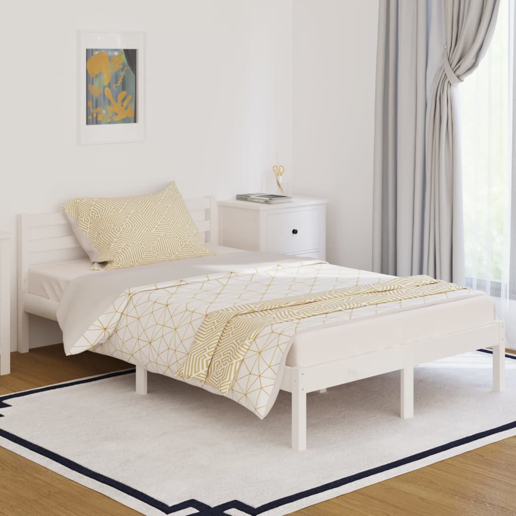 Cadre de lit sans matelas bois de pin massif 120x200 cm blanc - XIOS