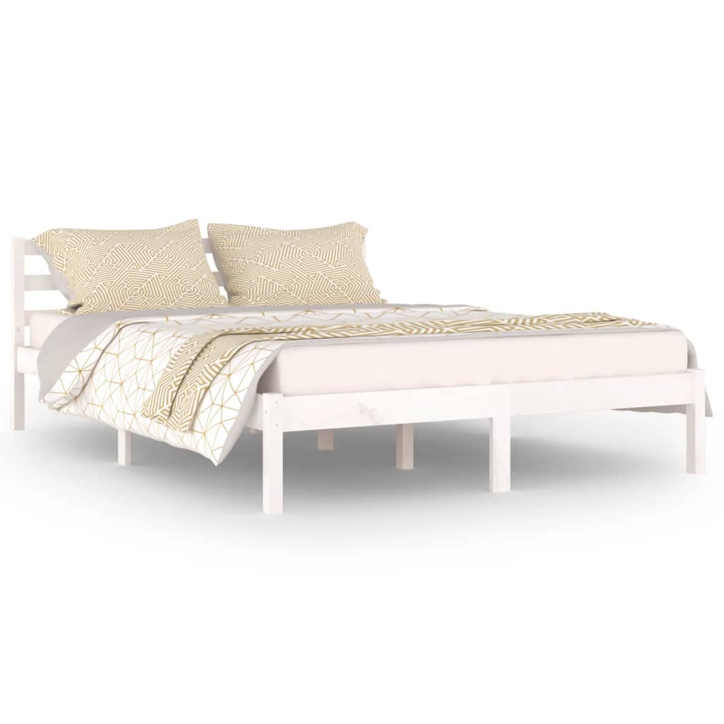 Cadre de lit sans matelas bois de pin massif 140x200 cm blanc - XIOS