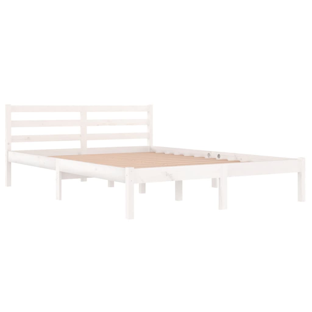 Cadre de lit sans matelas bois de pin massif 140x200 cm blanc - XIOS
