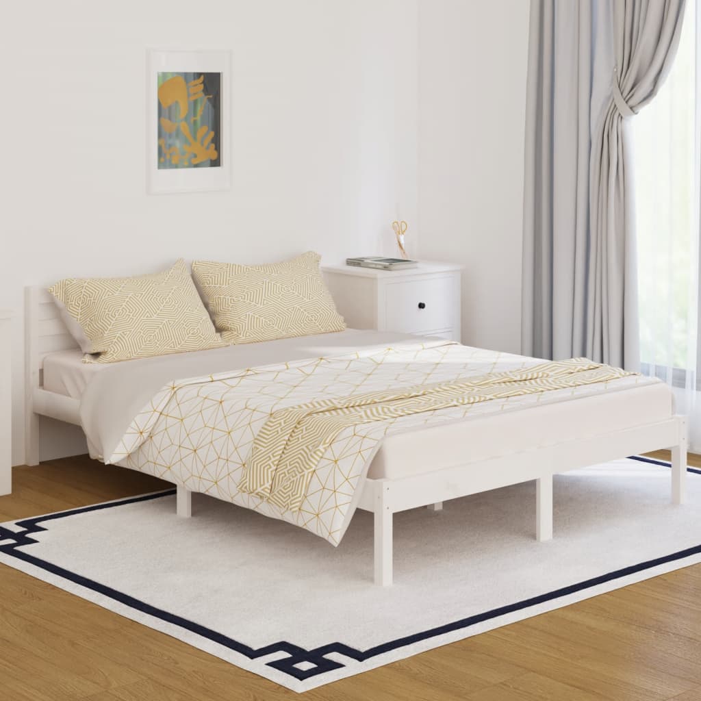 Cadre de lit sans matelas bois de pin massif 140x200 cm blanc - XIOS