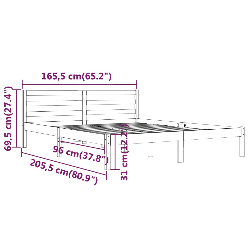 Cadre de lit sans matelas bois massif de pin 160x200 cm - XIOS