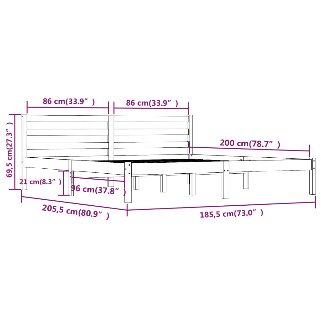 Cadre de lit sans matelas 180x200 cm - XIOS