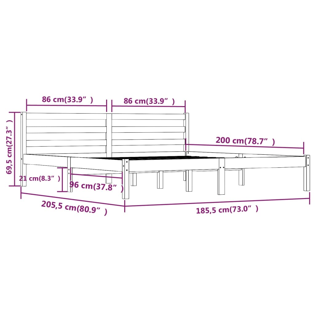 Cadre de lit sans matelas 180x200 cm blanc - XIOS