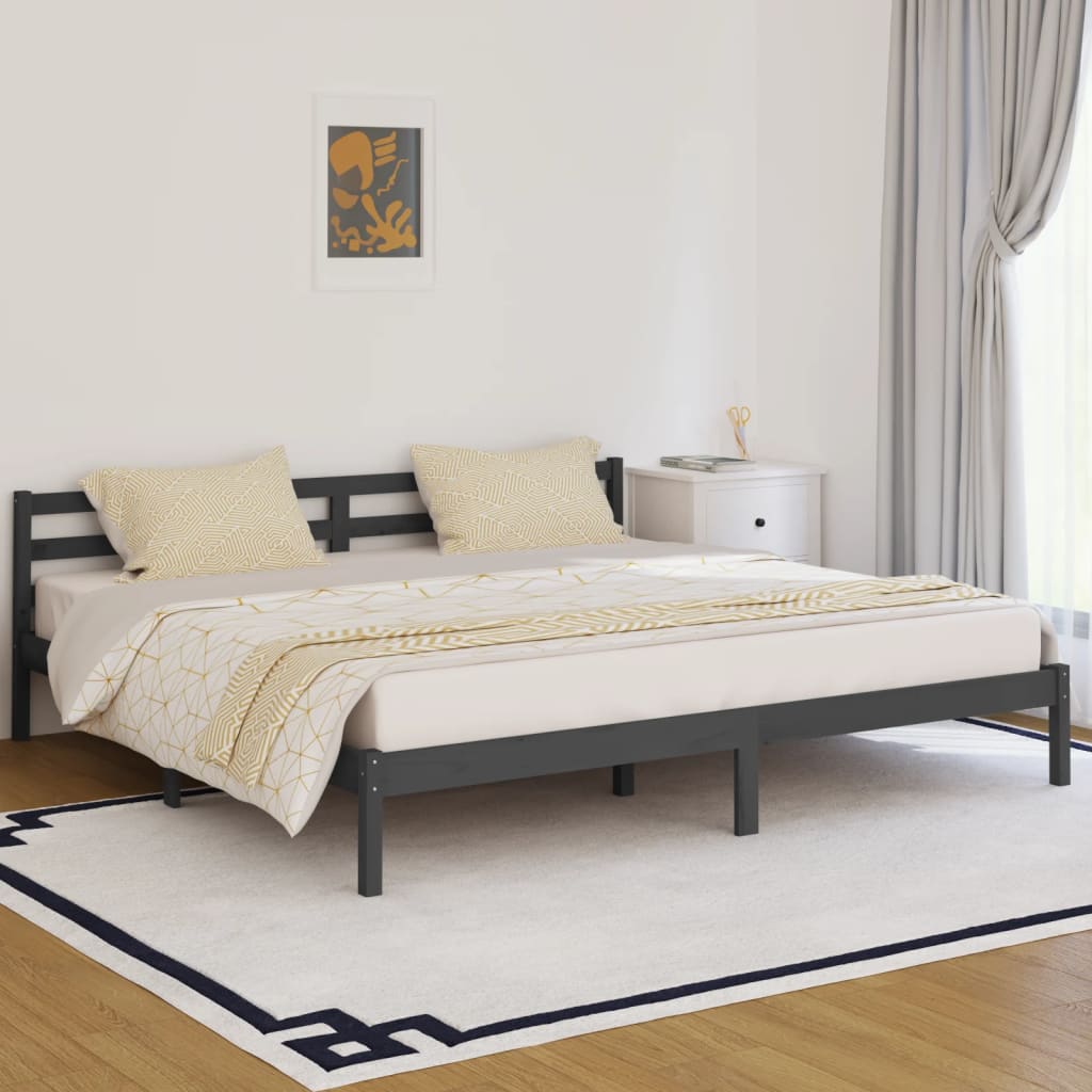 Cadre de lit sans matelas bois massif de pin 200x200 cm gris - XIOS
