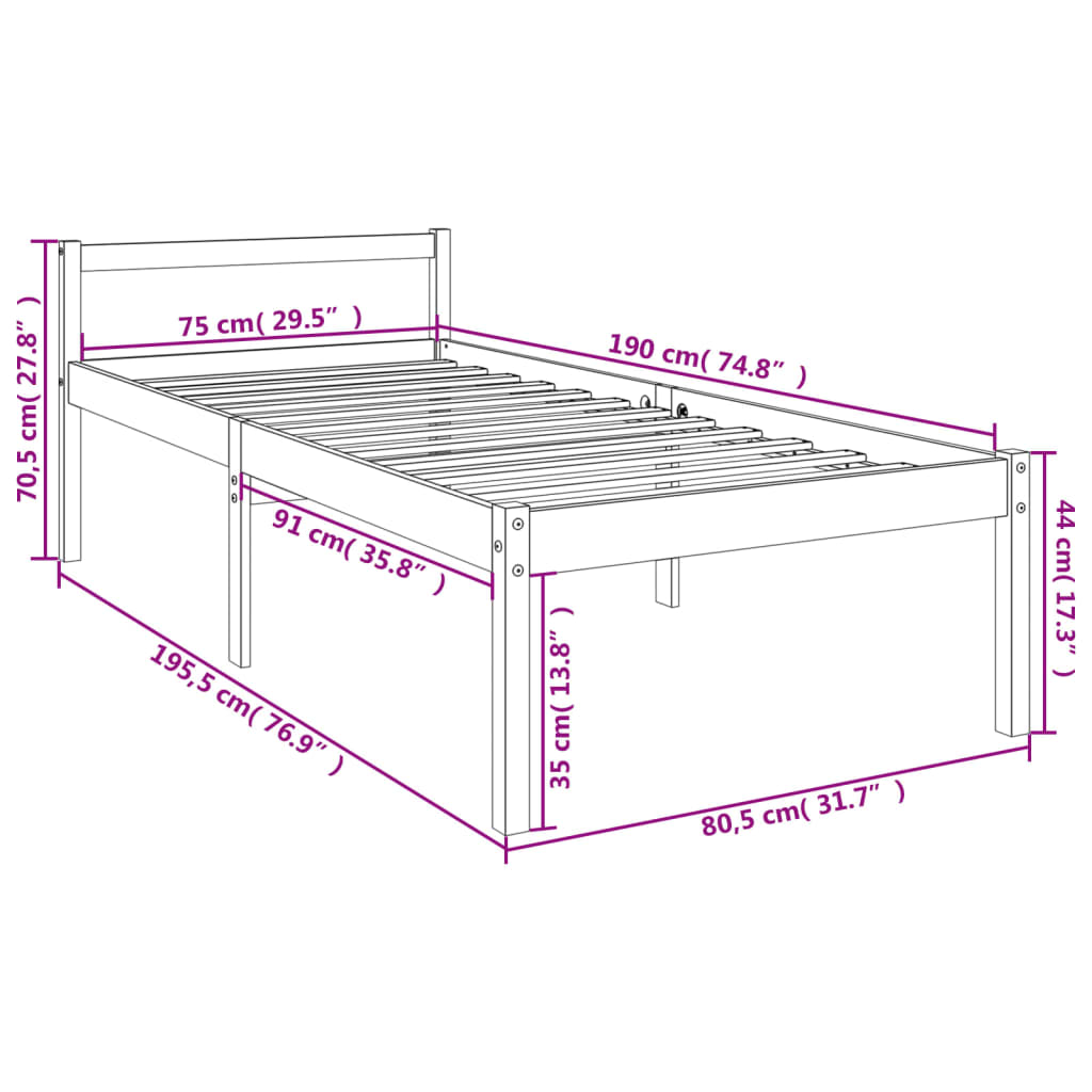 Lit pour personne âgée sans matelas blanc 75x190 cm - XIOS