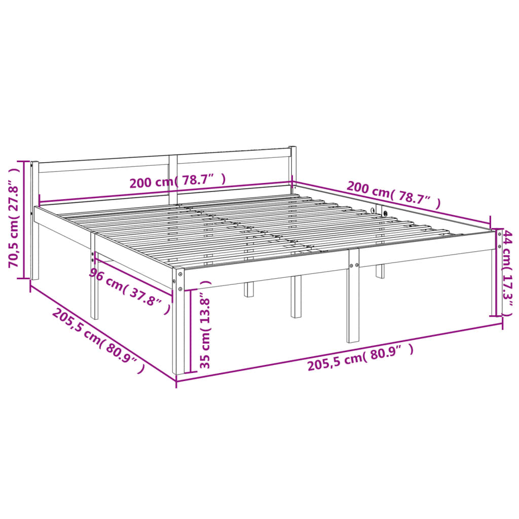 Lit pour personne âgée sans matelas 200x200 cm bois pin massif - XIOS