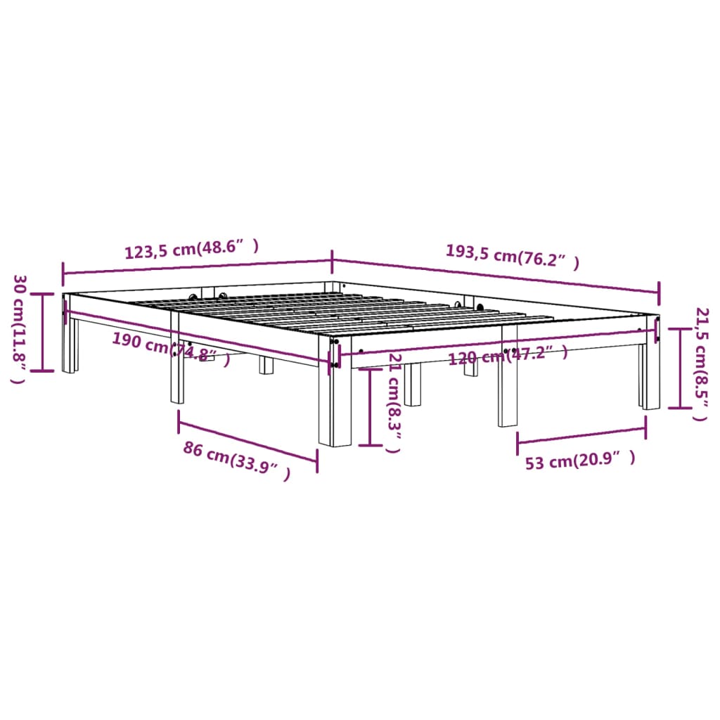 Cadre de lit sans matelas 120x190 cm - XIOS