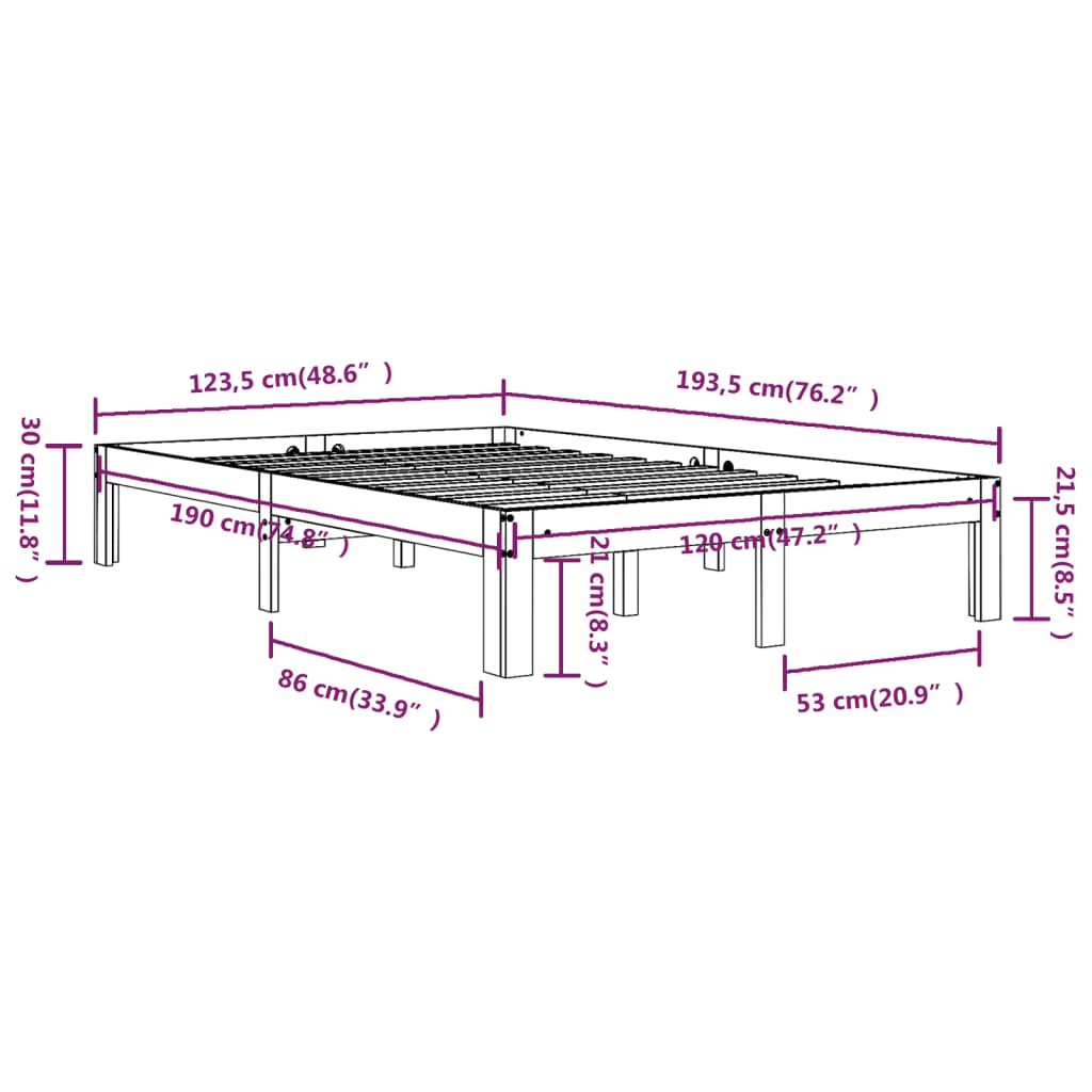 Cadre de lit sans matelas blanc 120x190 cm - XIOS