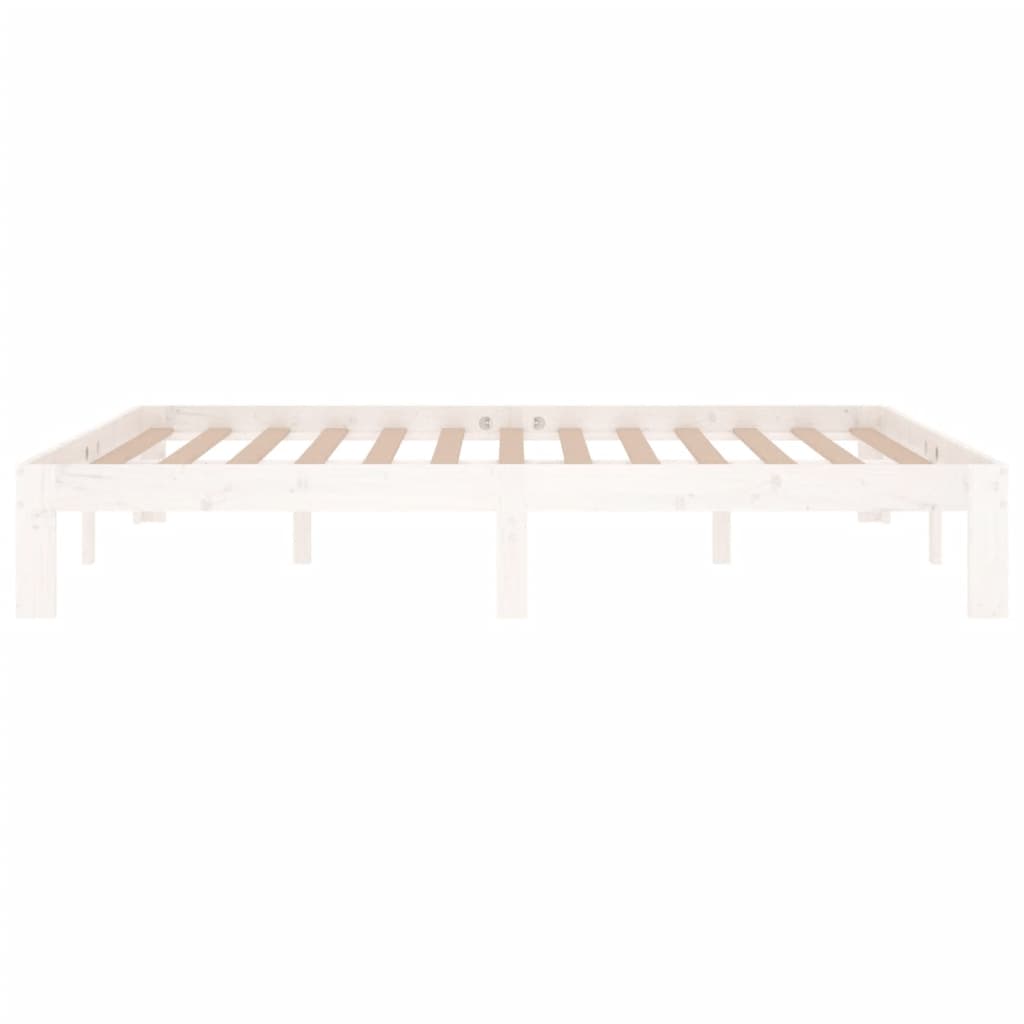 Cadre de lit sans matelas blanc bois de pin massif 140x190 cm - XIOS
