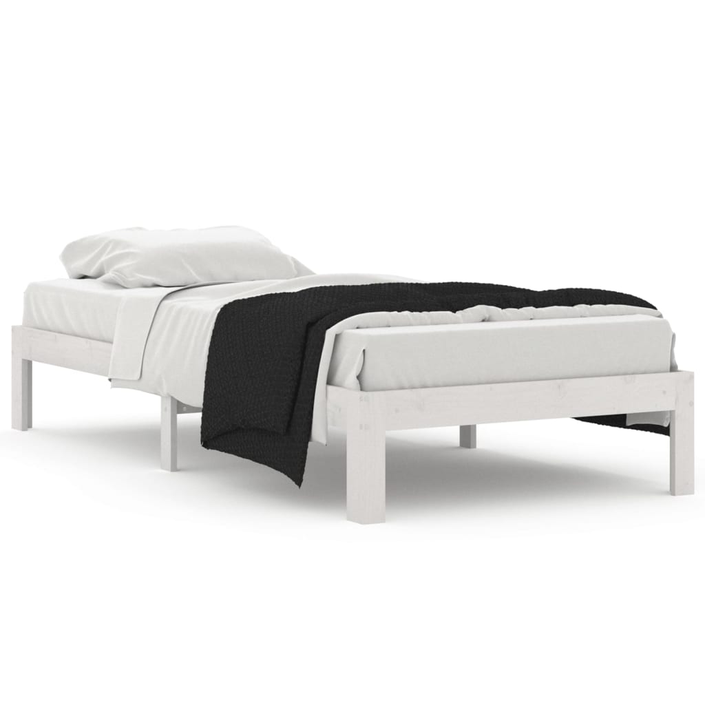 Cadre de lit sans matelas blanc bois de pin massif 90x200 cm - XIOS