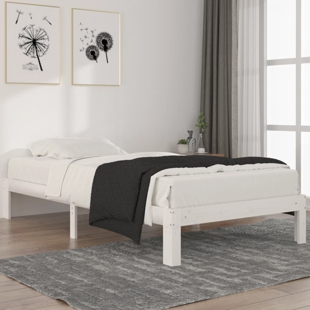 Cadre de lit sans matelas blanc bois de pin massif 100x200 cm - XIOS