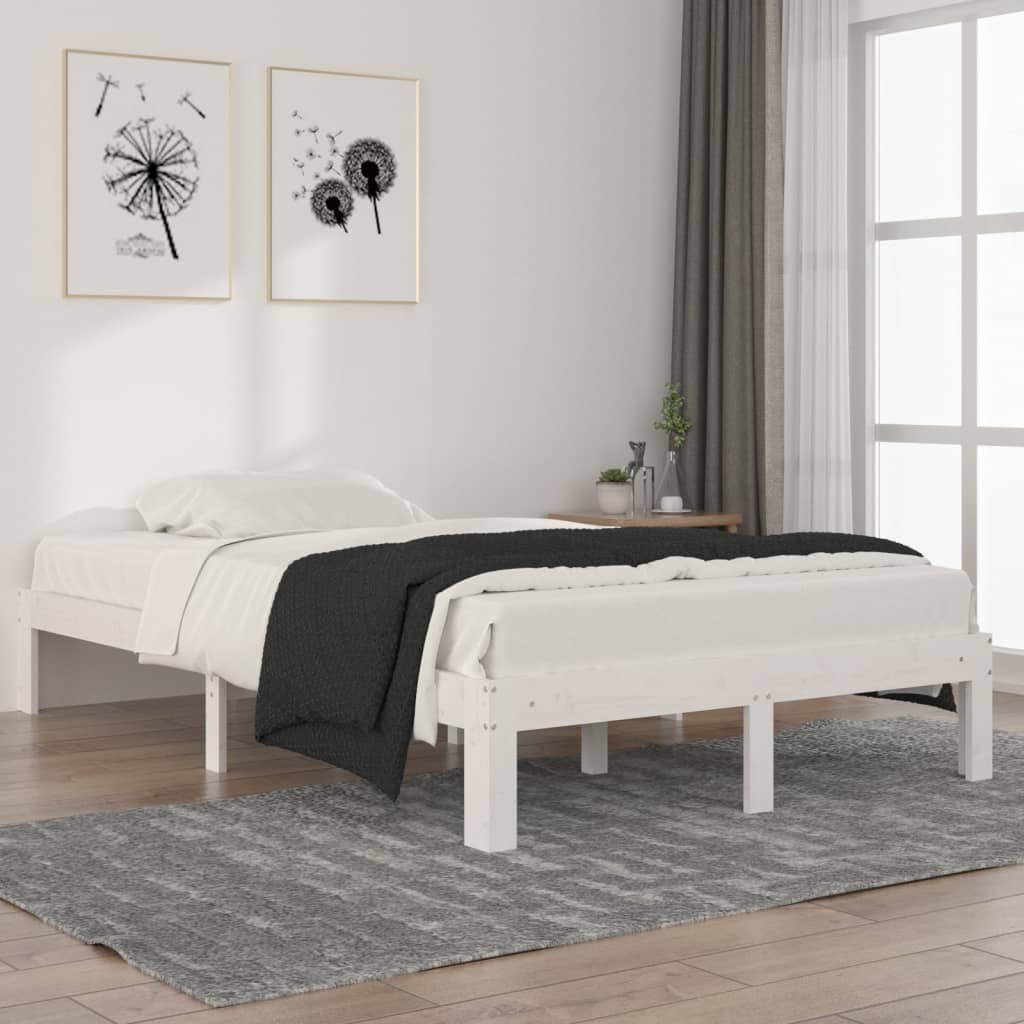 Cadre de lit sans matelas blanc bois de pin massif 120x200 cm - XIOS