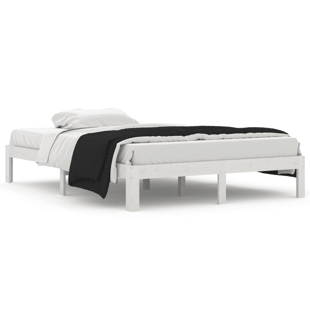 Cadre de lit sans matelas blanc bois de pin massif 140x200 cm - XIOS