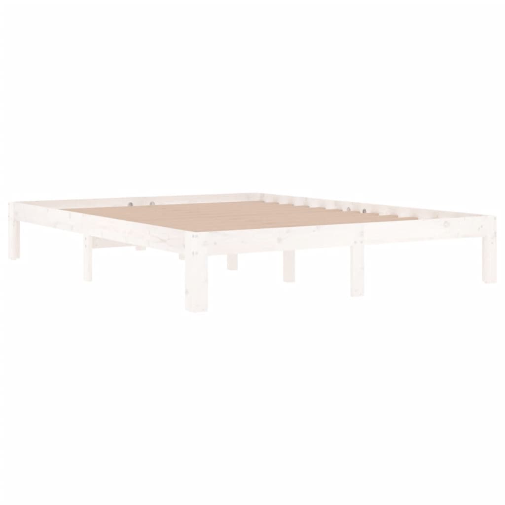 Cadre de lit sans matelas blanc bois massif 150x200 cm - XIOS
