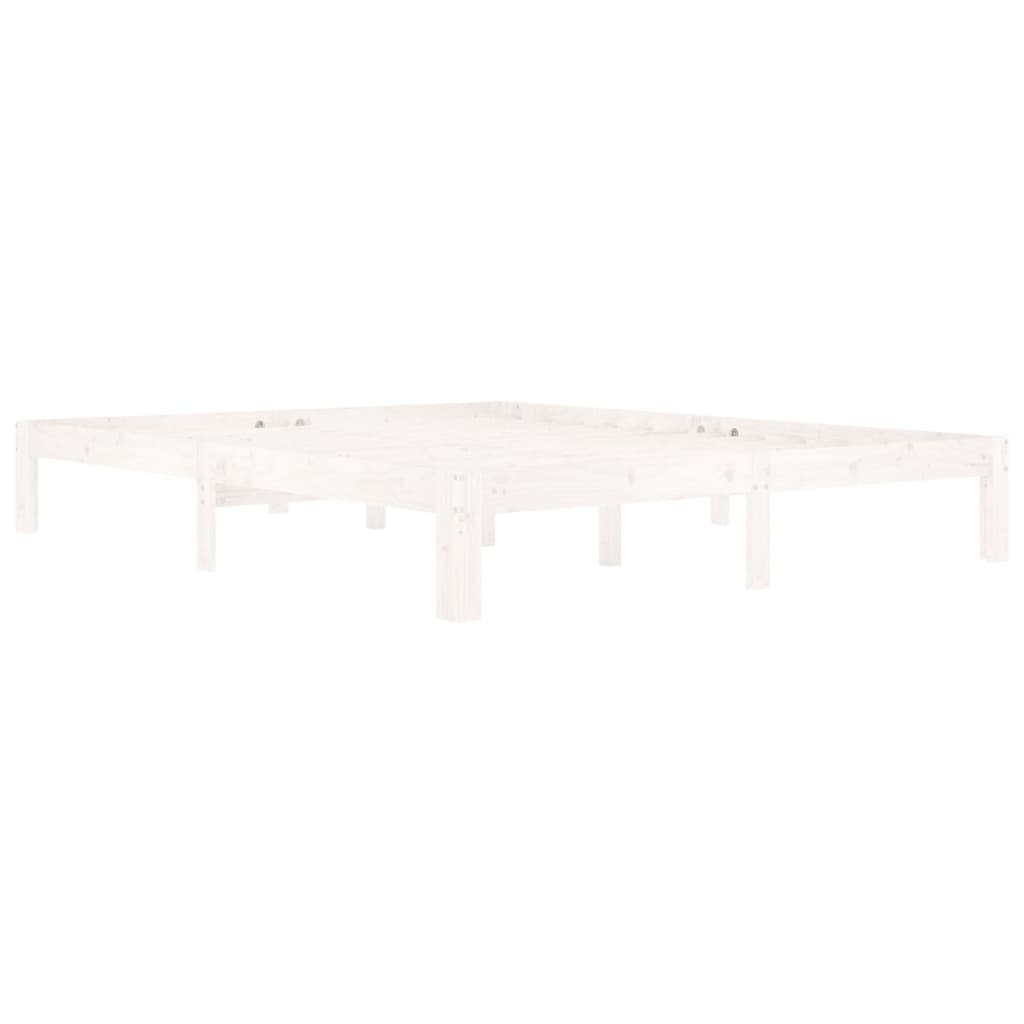 Cadre de lit sans matelas blanc bois de pin massif 160x200 cm - XIOS