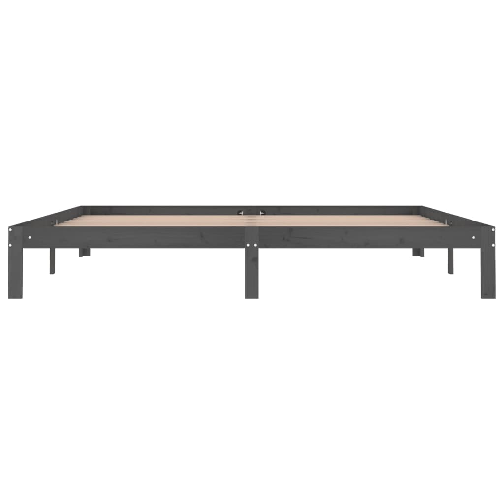 Cadre de lit sans matelas bois massif de pin gris 200x200 cm - XIOS