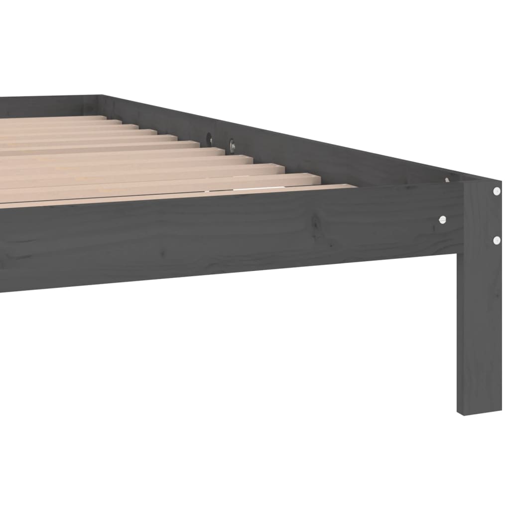 Cadre de lit sans matelas bois massif de pin gris 200x200 cm - XIOS