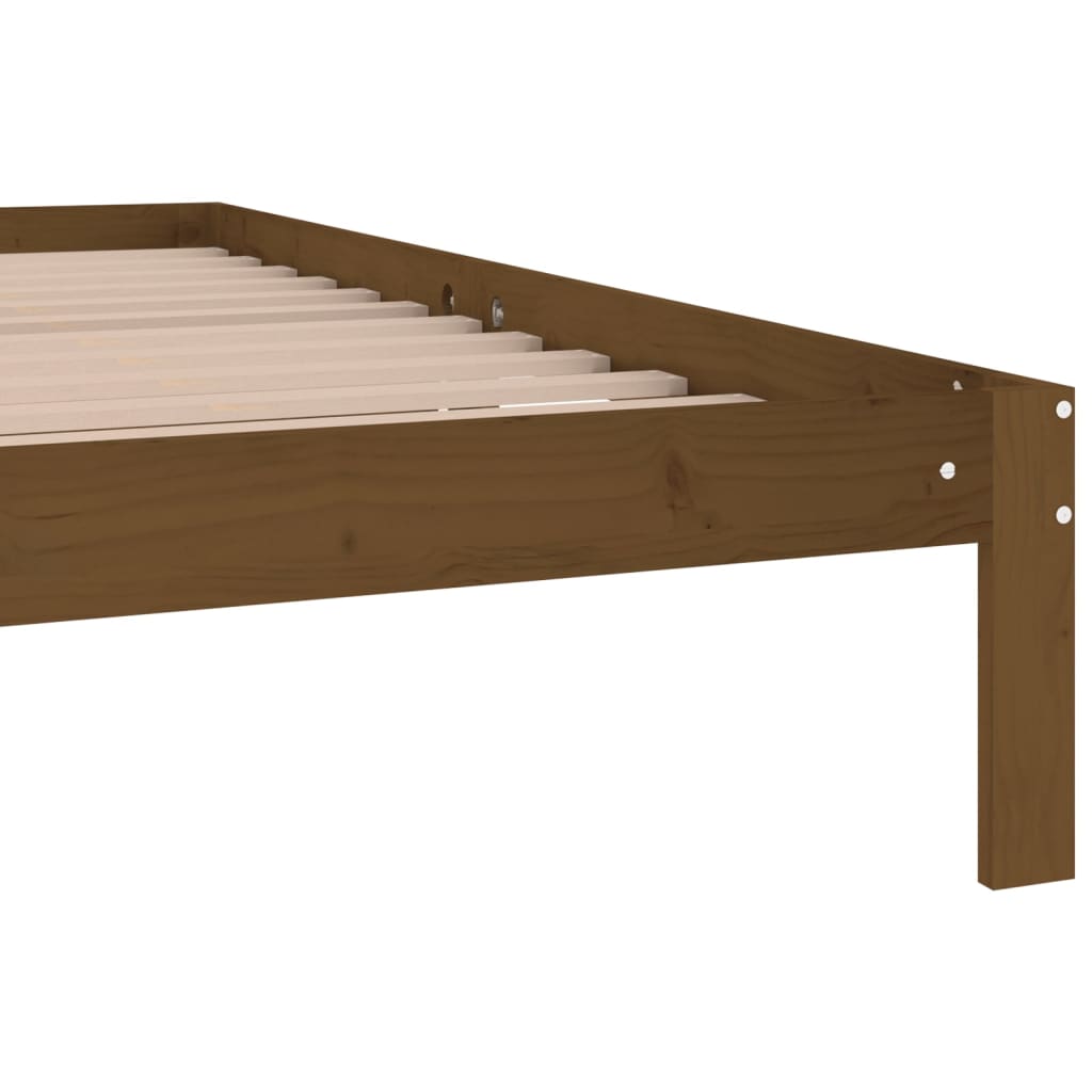 Cadre de lit sans matelas marron miel bois pin massif 200x200cm - XIOS