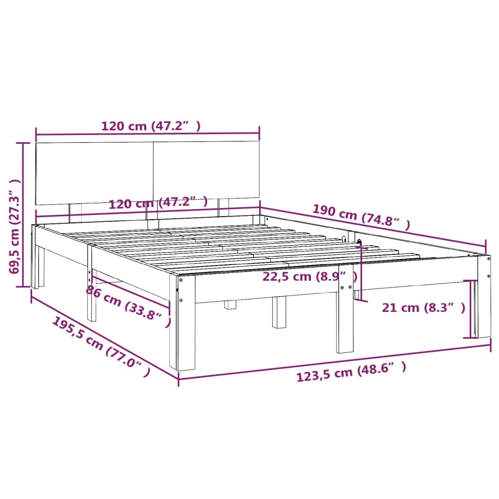 Cadre de lit sans matelas 120x190 cm - XIOS