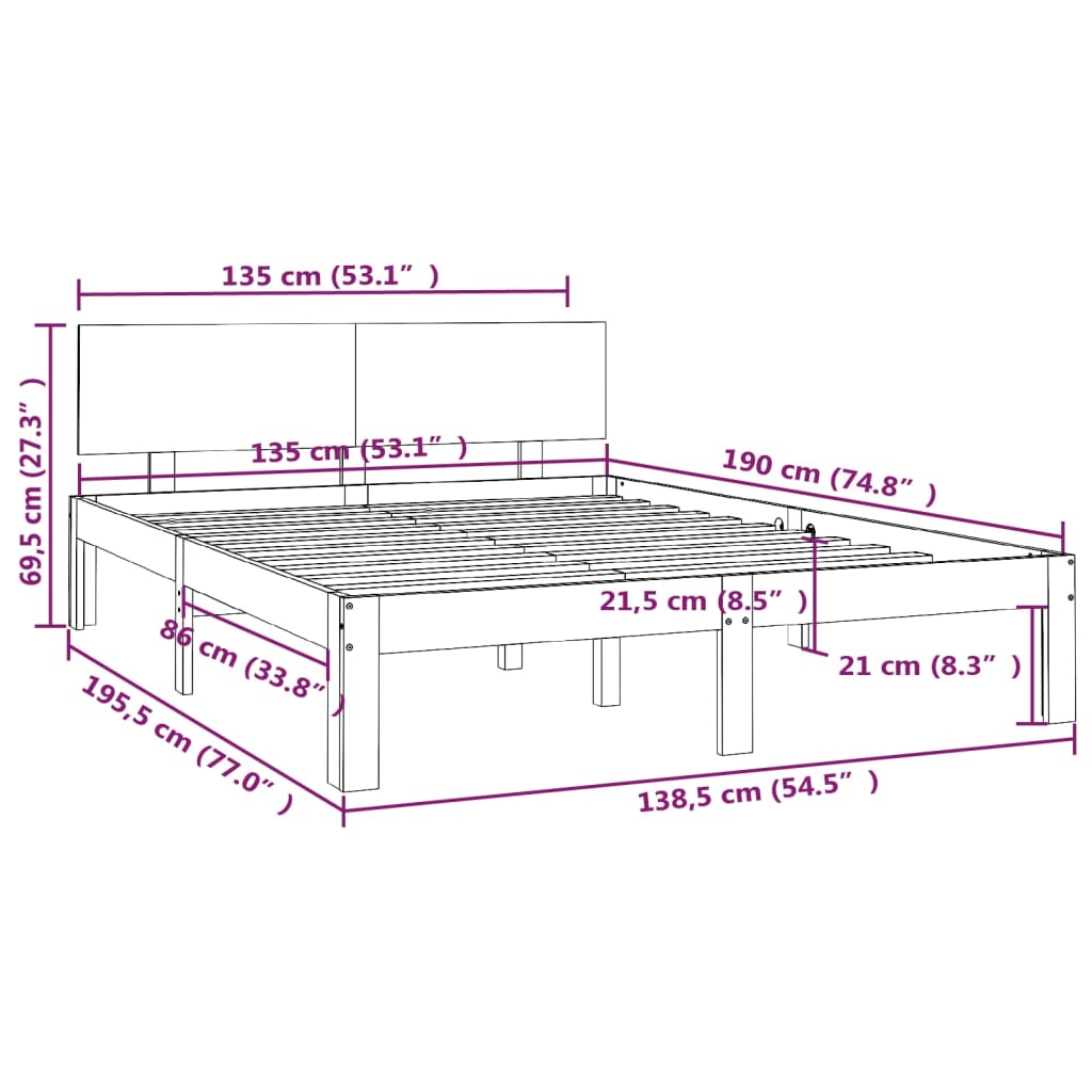 Cadre de lit sans matelas blanc 135x190 cm - XIOS