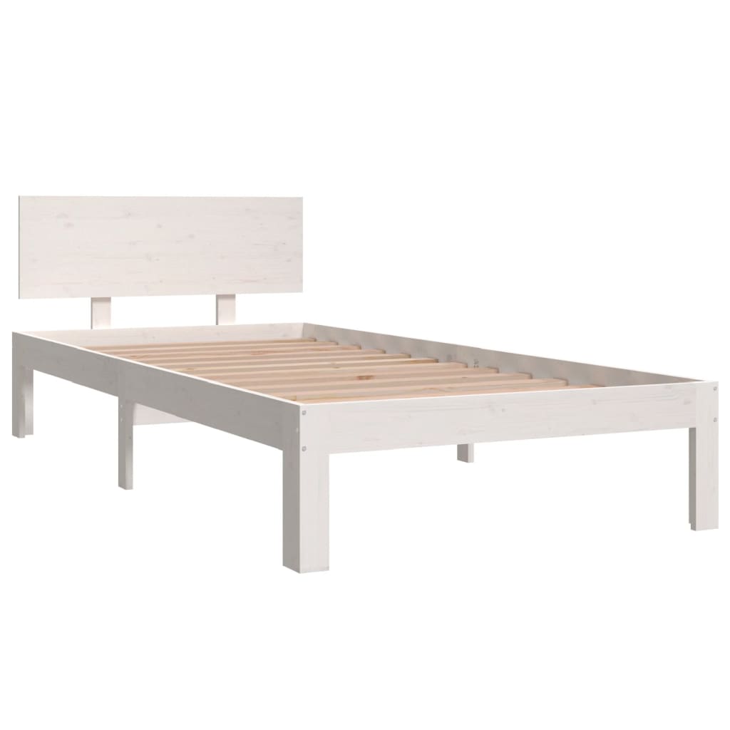 Cadre de lit sans matelas blanc bois de pin massif 90x200 cm - XIOS