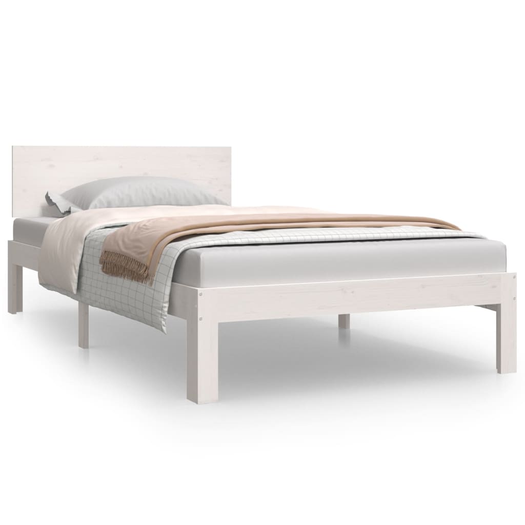Cadre de lit sans matelas blanc bois de pin massif 100x200 cm - XIOS