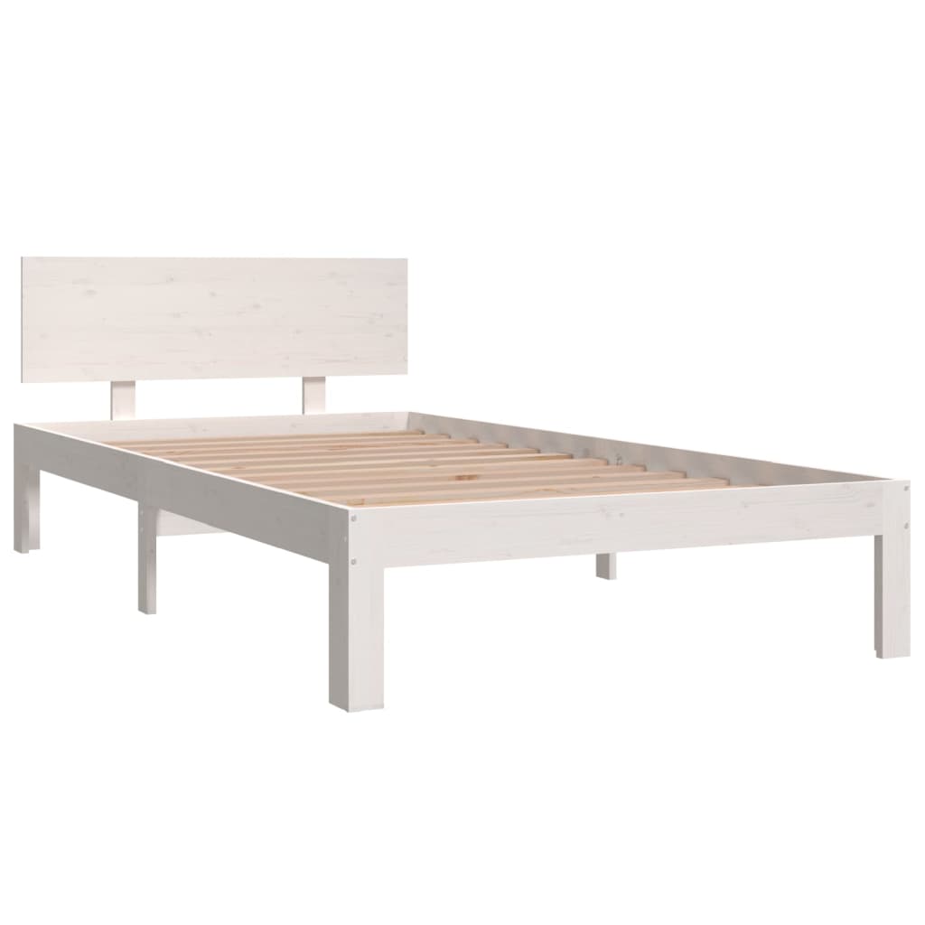 Cadre de lit sans matelas blanc bois de pin massif 100x200 cm - XIOS