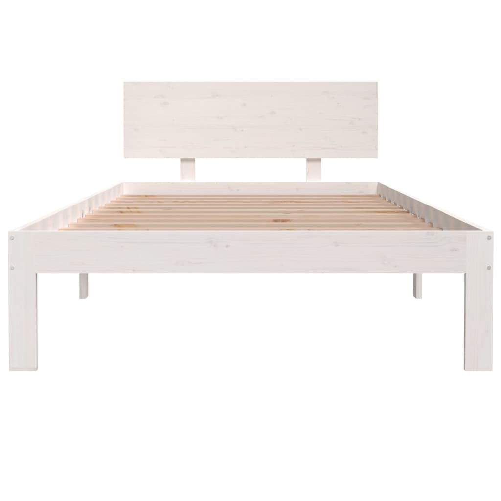 Cadre de lit sans matelas blanc bois de pin massif 100x200 cm - XIOS