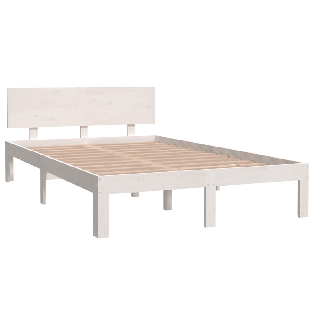 Cadre de lit sans matelas blanc bois de pin massif 120x200 cm - XIOS