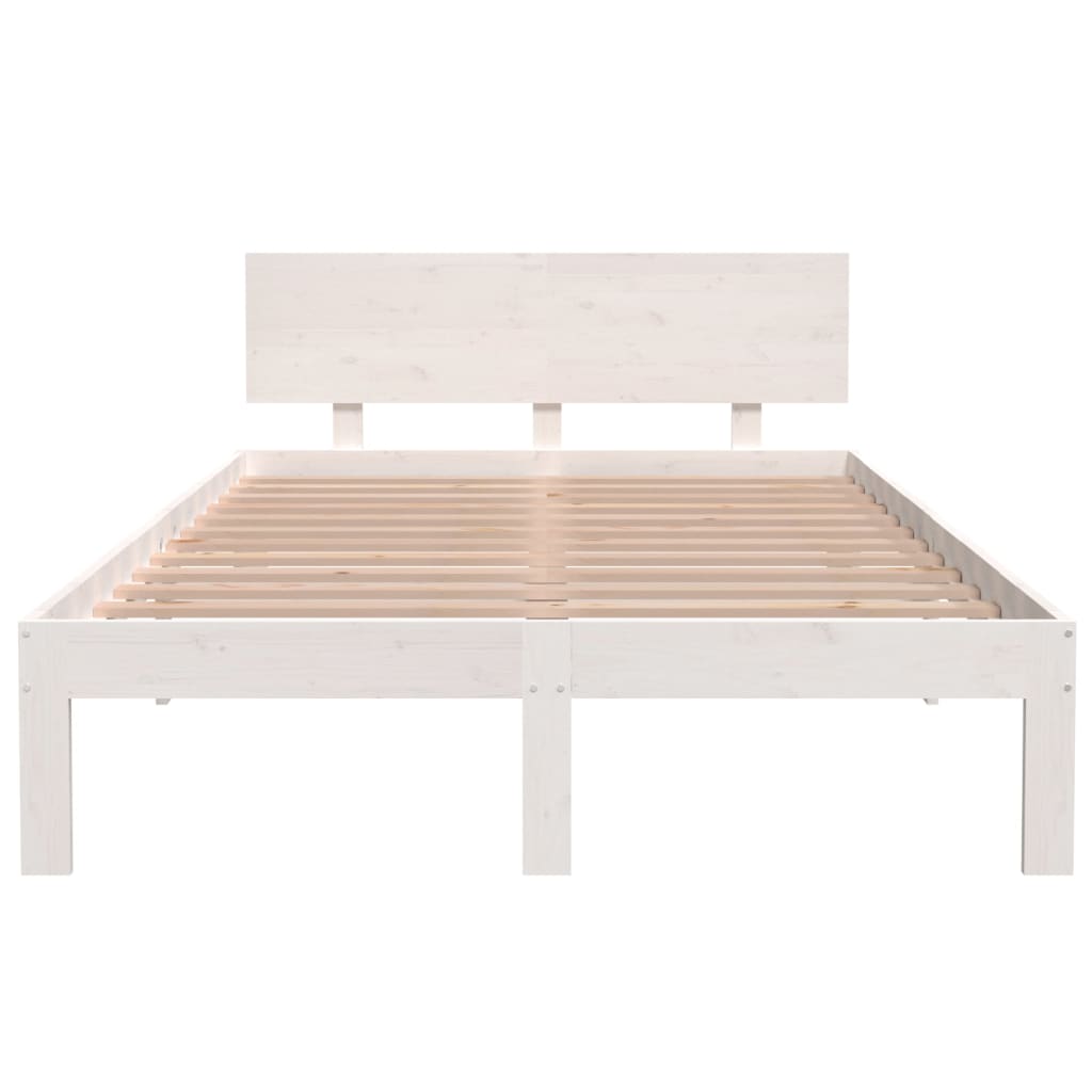 Cadre de lit sans matelas blanc bois de pin massif 120x200 cm - XIOS