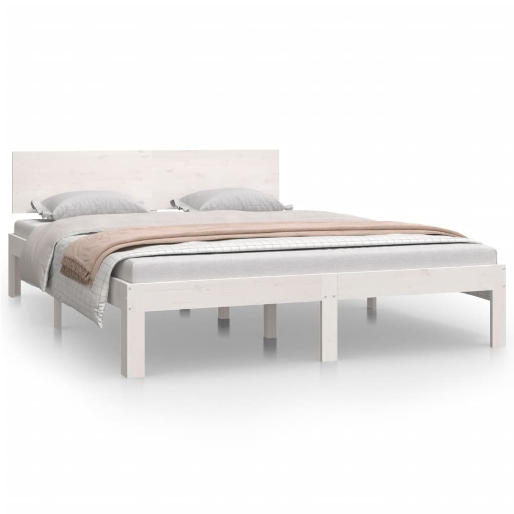 Cadre de lit sans matelas blanc bois de pin massif 140x200 cm - XIOS