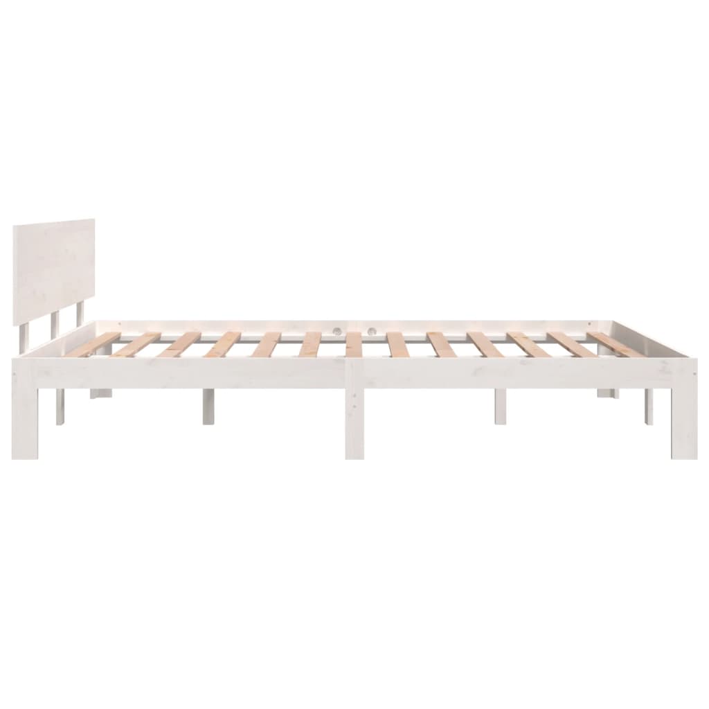 Cadre de lit sans matelas blanc bois de pin massif 140x200 cm - XIOS