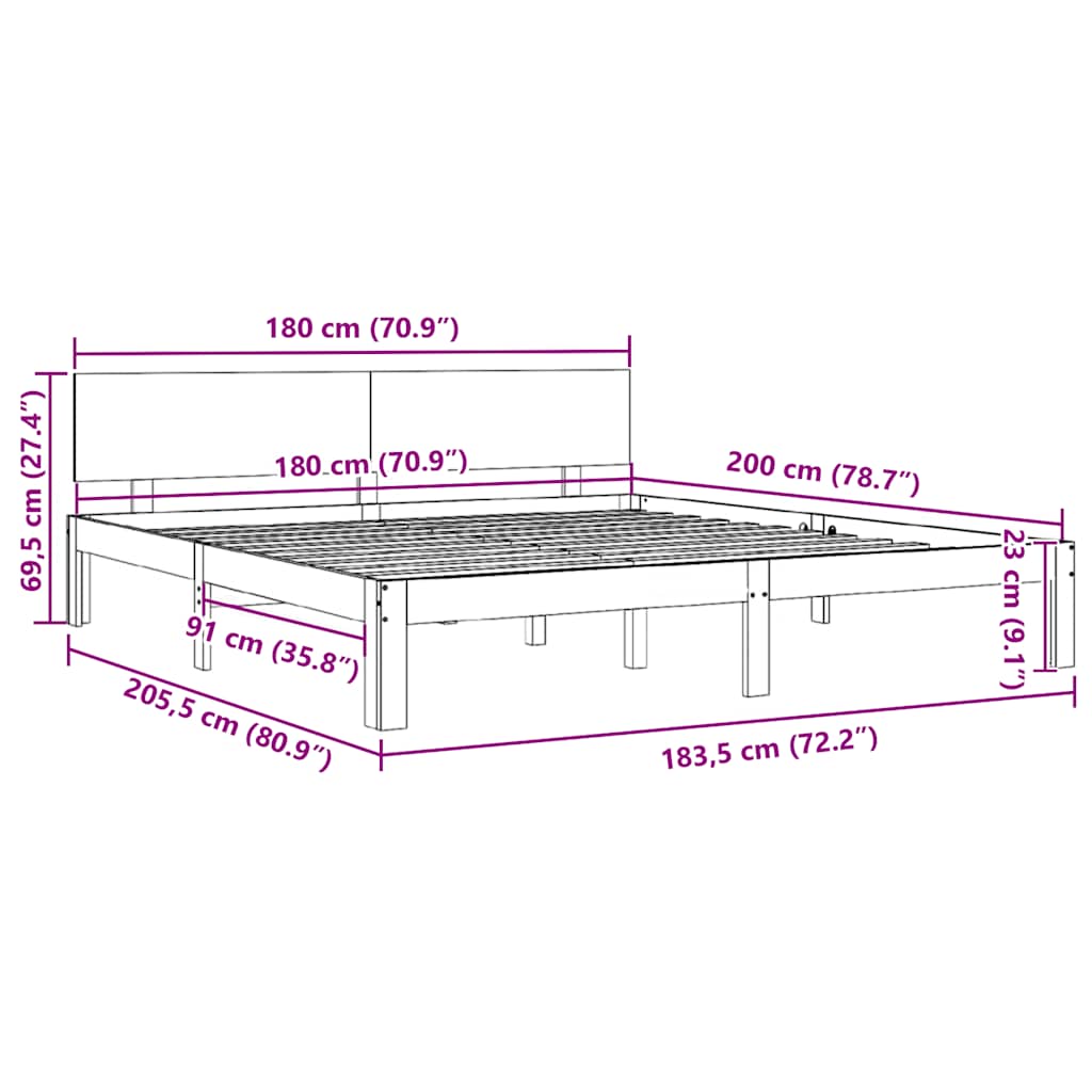 Cadre de lit sans matelas 180x200 cm - XIOS