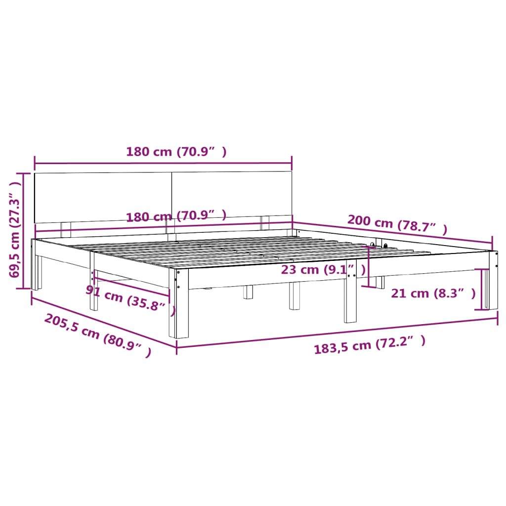 Cadre de lit sans matelas blanc 180x200 cm - XIOS