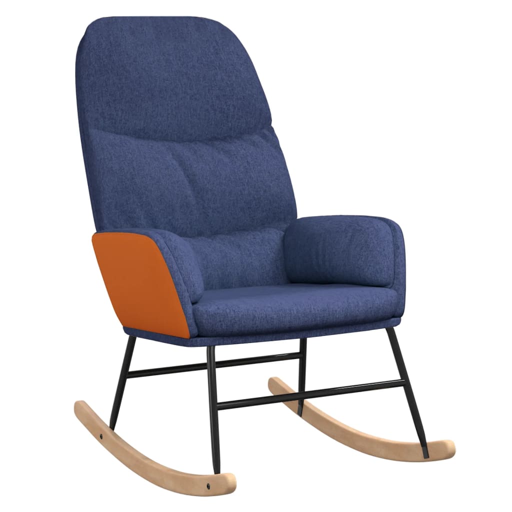 Chaise à bascule avec repose-pied Bleu Tissu - XIOS