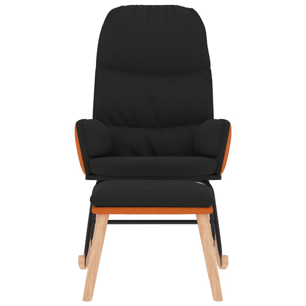 Chaise à bascule avec repose-pied Noir Tissu - XIOS