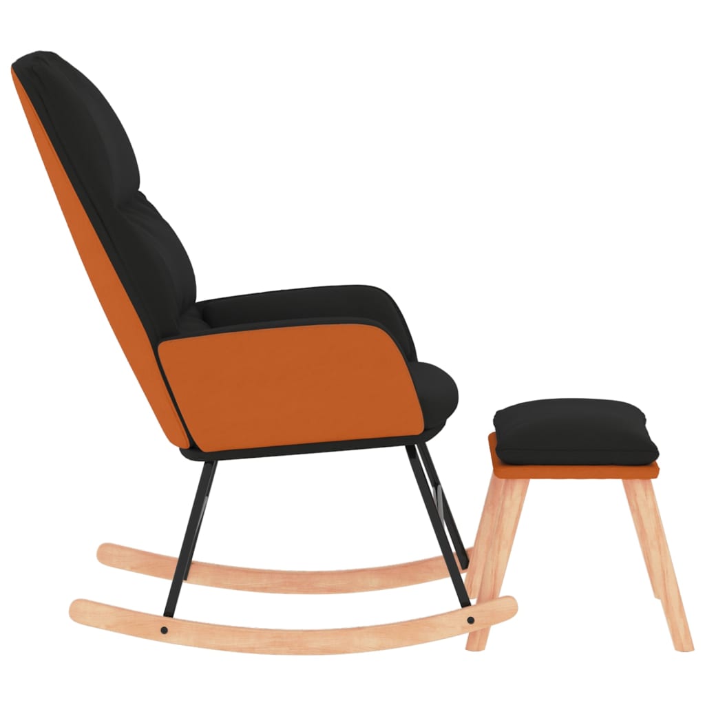 Chaise à bascule avec repose-pied Noir Tissu - XIOS