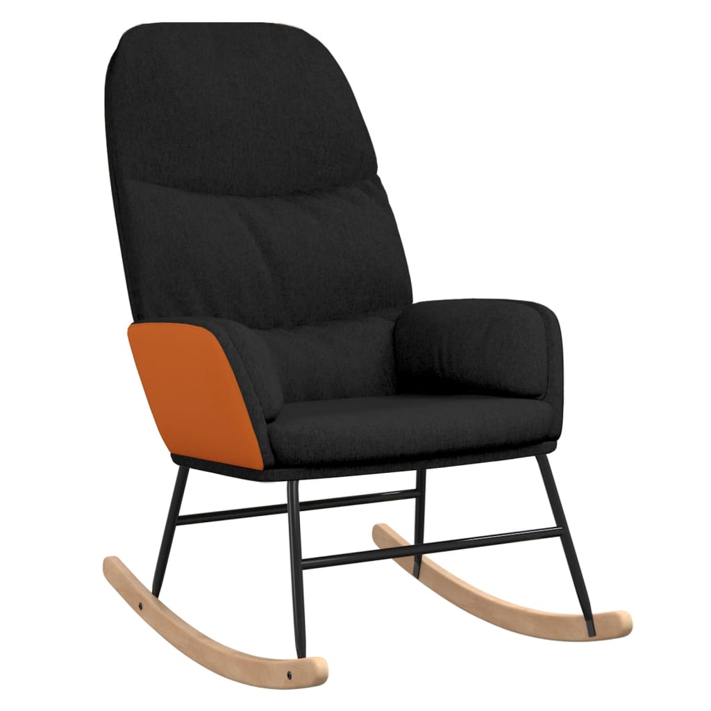 Chaise à bascule avec repose-pied Noir Tissu - XIOS