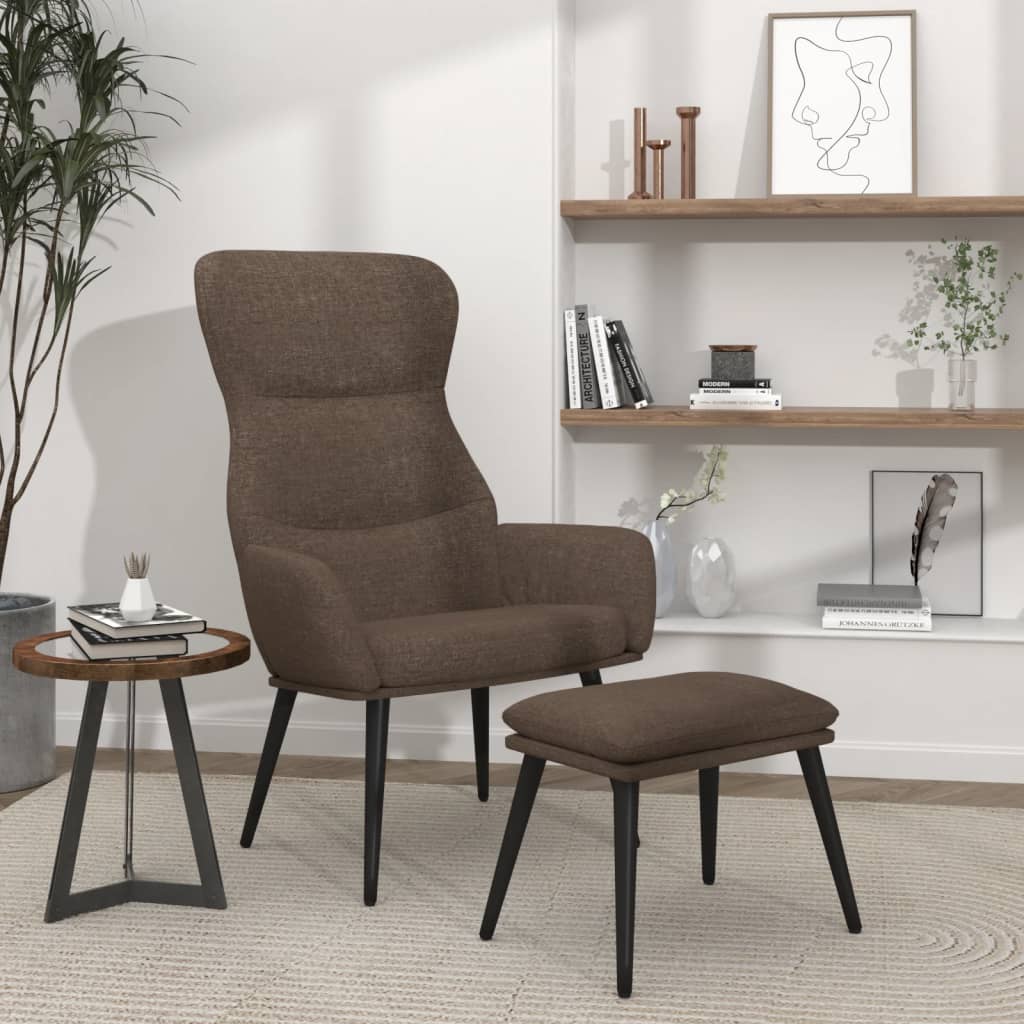 Chaise de relaxation avec tabouret Taupe Tissu Fauteuils vidaXL
