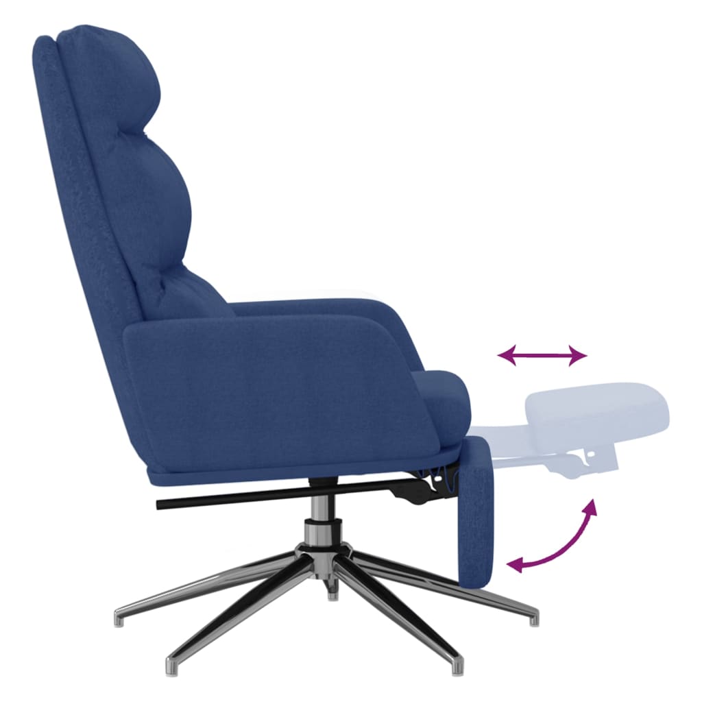 Chaise de relaxation avec repose-pied Bleu Tissu - XIOS