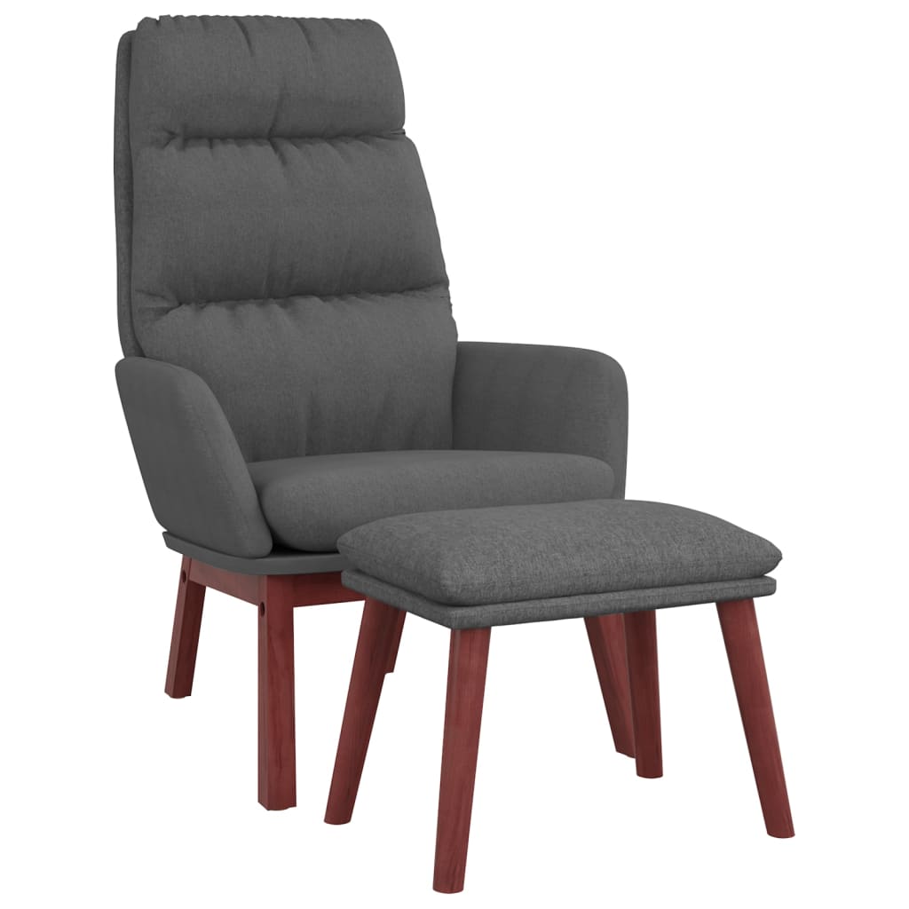 Chaise de relaxation avec tabouret Gris foncé Tissu Fauteuils vidaXL