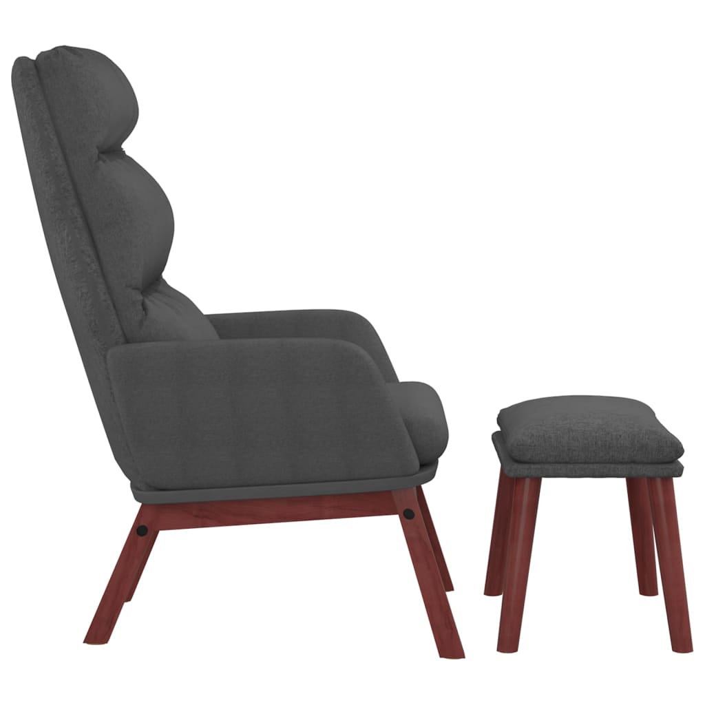 Chaise de relaxation avec tabouret Gris foncé Tissu Fauteuils vidaXL