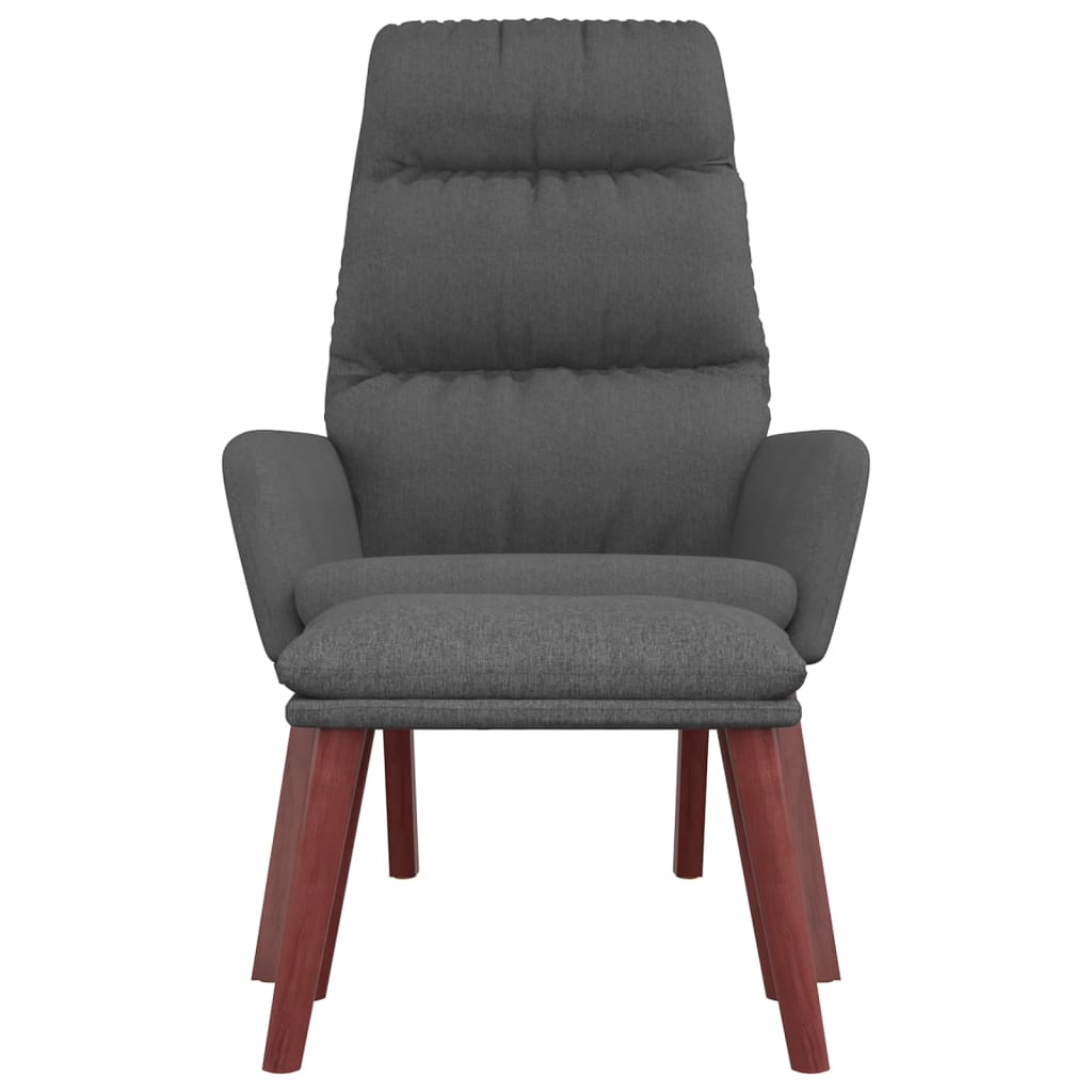 Chaise de relaxation avec tabouret Gris foncé Tissu Fauteuils vidaXL