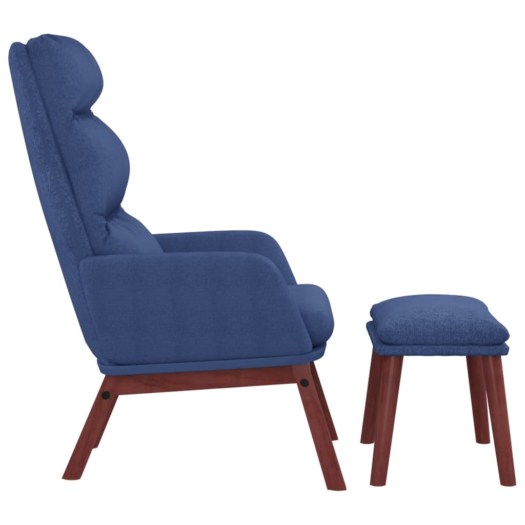 Chaise de relaxation avec tabouret Bleu Tissu Fauteuils vidaXL