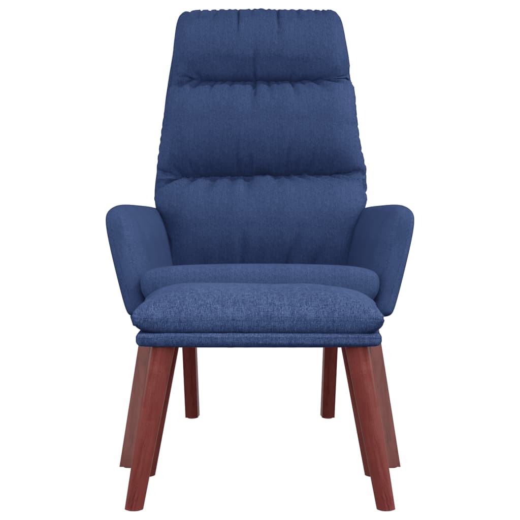 Chaise de relaxation avec tabouret Bleu Tissu Fauteuils vidaXL