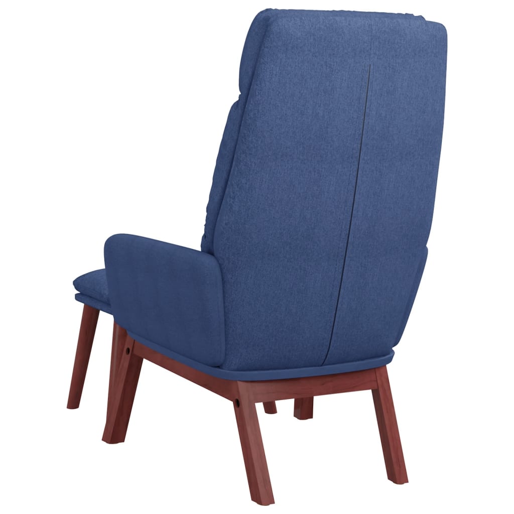 Chaise de relaxation avec tabouret Bleu Tissu Fauteuils vidaXL