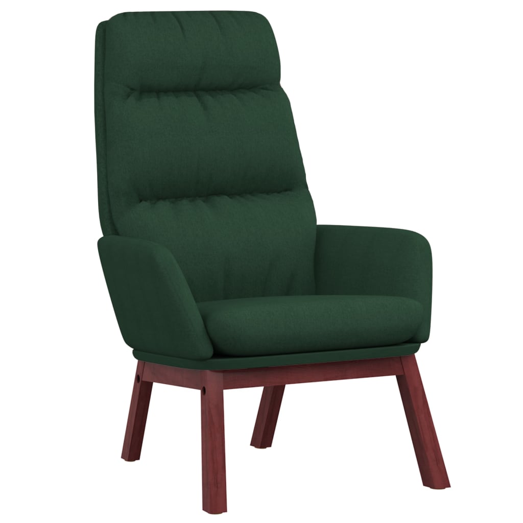 Chaise de relaxation avec tabouret Vert foncé Tissu Fauteuils vidaXL