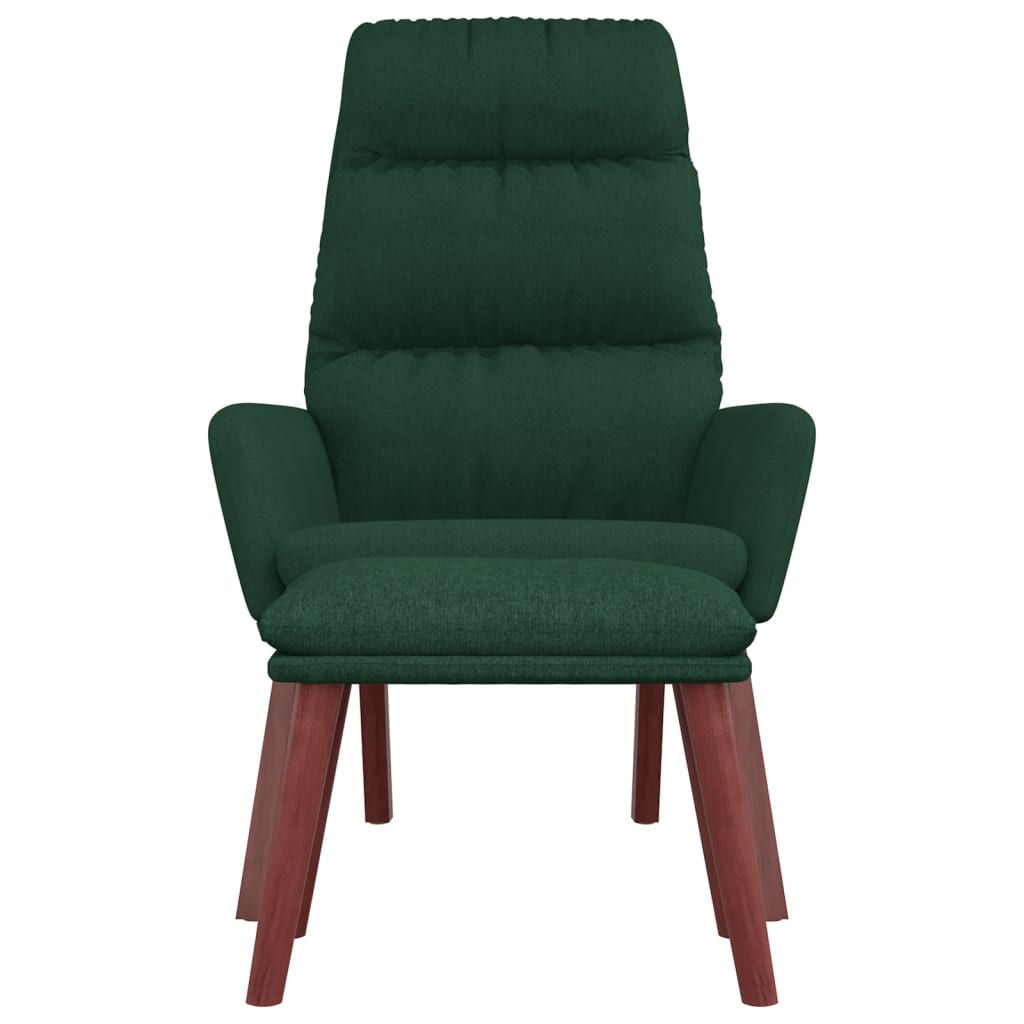 Chaise de relaxation avec tabouret Vert foncé Tissu Fauteuils vidaXL