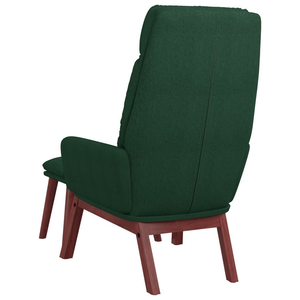 Chaise de relaxation avec tabouret Vert foncé Tissu Fauteuils vidaXL